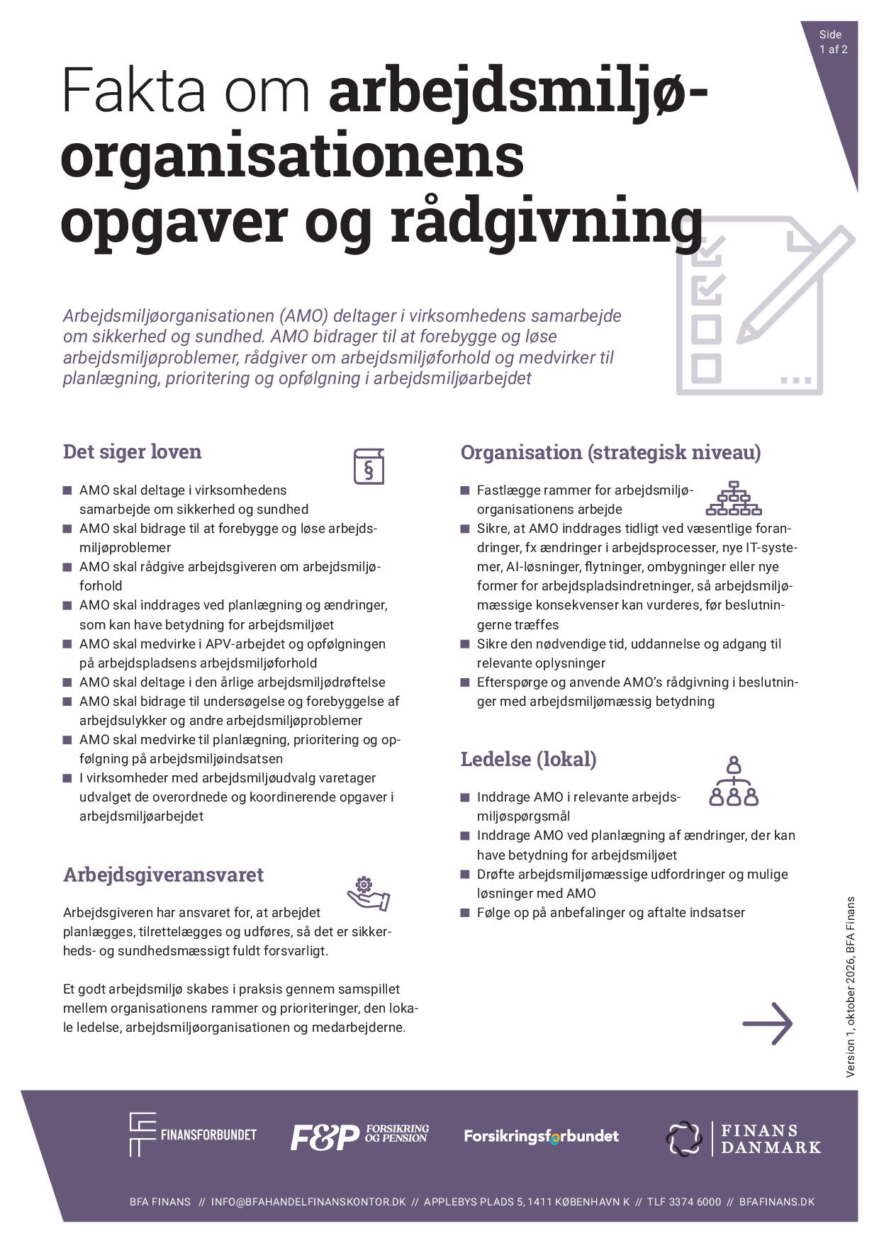 Faktaark om arbejdsmiljøorganisation